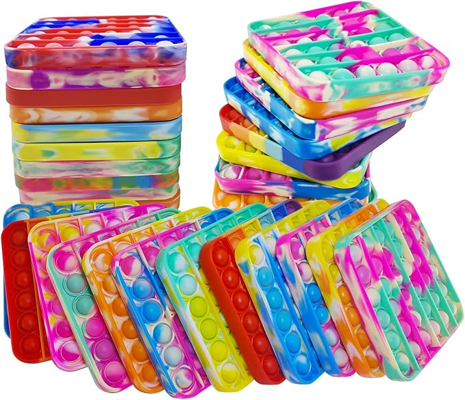 24 PCS Pop Fidget Sensory Toys for Party Favors, Stress Relief Pressure Relieving Toys for Kids, Birthday Gifts and Classroom Game Prize Supplies, Christmas Party Gift for Kid and Adults