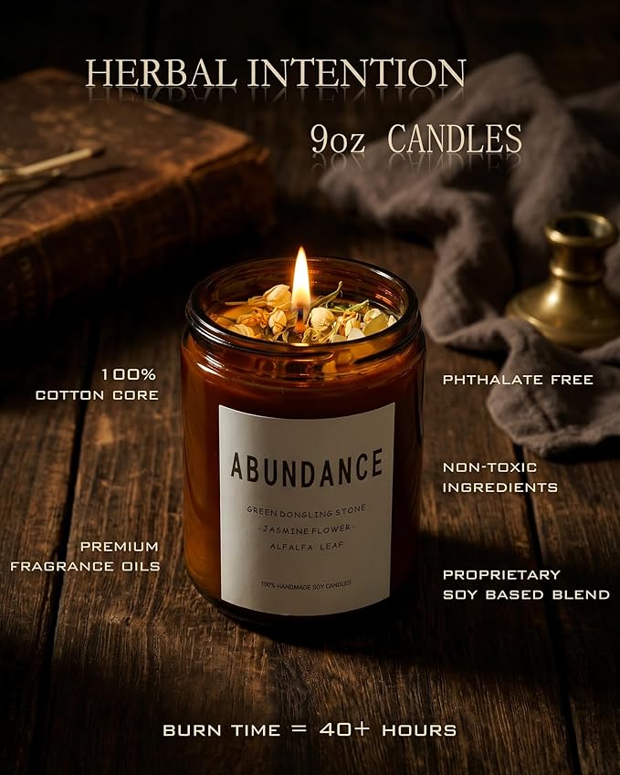 Natural Crystal Candle,Abundance, Crystal Ritual, Spiritual, Money Prosperity, Candle Spell.(Abundance)