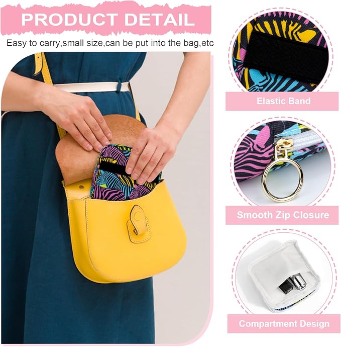 Period Bag Pouch Soft Cloth Sanitary Napkin Storage Bag Portable Menstrual Pad Pouches Tampon Holder for Purse First Period Kit for Girls 9-12 (Red-blue Stripes)