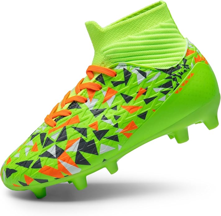 DREAM PAIRS Boys Football Cleats Youth High Top Firm Ground Soccer Shoes for Little/Big Kids