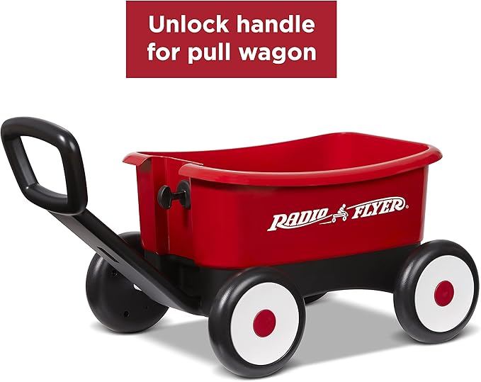 Radio Flyer Push & Pull Walker Wagon with Teddy Bear, Red, for Kids 1-4 Years Old, Locking Handle for Stability, Baby Push Walker Converts to Pull Wagon, for Indoor & Outdoor Play