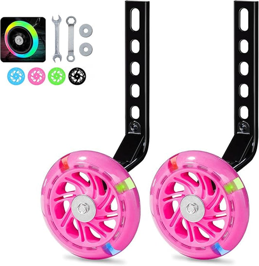 PRUNUS Flash BIKE Training Wheels for 12 14 16 18 20 Inch.Training Wheels for Kids Bike is Heavy Duty.Bicycle Training Wheel is Suitable Single Speed Bike