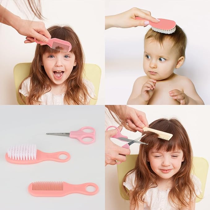 Baby Healthcare and Grooming Kit, 20 in 1 Portable Baby Safety Care Set with Hair Brush Comb Nasal Aspirator Electric Nail Trimmer Set Baby Essentials kit for Newborn Boys Girls (Pink)