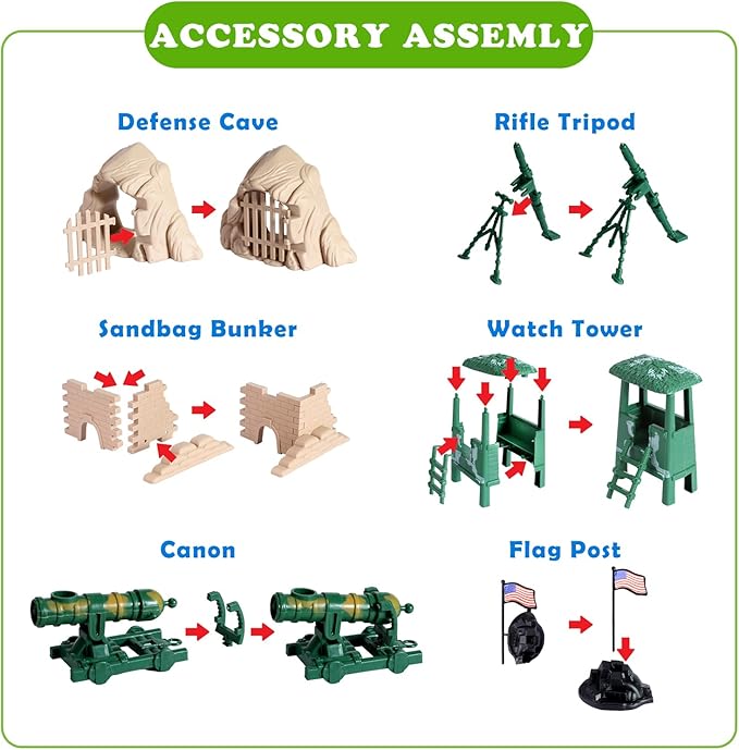 180 PCS Army Men Military Base Toy Set, Military Soldier Action Figures with Army Accessories, Gifts for Kid Boy Toddler