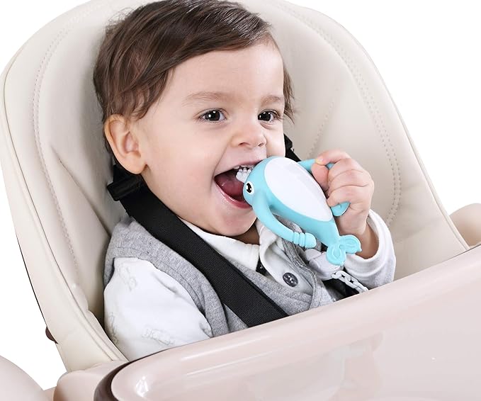 Smily Mia Narwhal Silicone Baby Teething Toys for 3-6 6-12 Months, Teething Relief Toys, Food Grade Silicone Teether Baby Toys, Sensory Toys for Teething Babies, Baby Essential, BPA Free, Pink