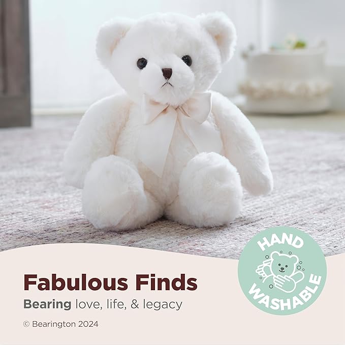Bearington Chipper 15" White Plush Teddy Bear Stuffed Animal for Birthday Gift - Graduation Gifts Stuffed Animals - Snuggly Toy for Kids, Teens & Adults
