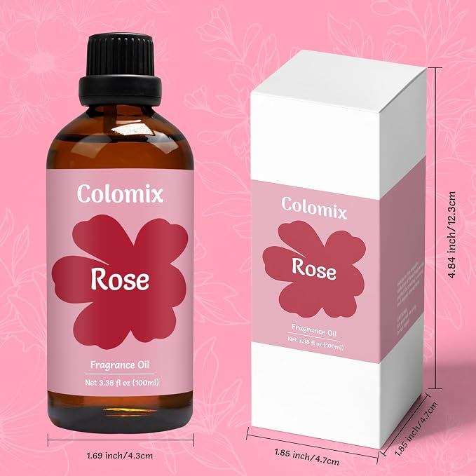 Premium 100ml Rose Fragrance Oil, Essential Oils for Diffusers for Home, Scented Oil for Soap-Making, Candle Scent Supplies and More DIY Projects, Spring Rose Diffuser Oils Gifts