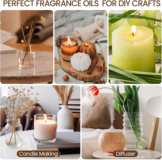 Nuanchu 72 Pcs Essential Oil Set for Humidifiers and Diffusers 10ml Fragrance Aromatherapy Oils Kits Fruity Candle Making Supplies for Soap Making Scents Summer Home Skin Care DIY Massage Laundry