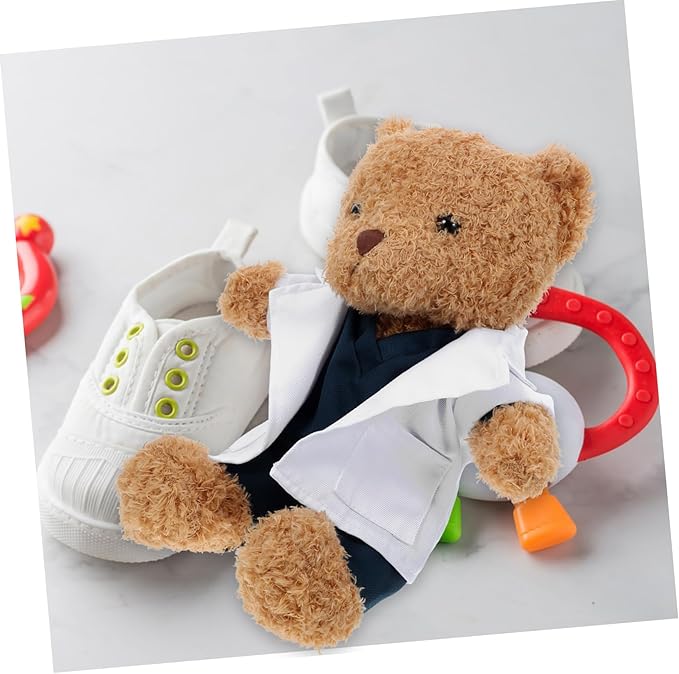 Tofficu Bear Doll Nurse Outfit Set Plush Doctor Dress with Coat Pants for Stuffed Animals Encourages Imaginative Play Soft Comfortable for Boy Girl