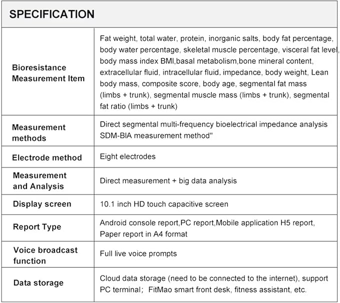 Body Composition Analyser Weight Height Measurement Intelligent Body Scanner Measurement Analysis Fat Testing Machine Human Analyzer with Printer