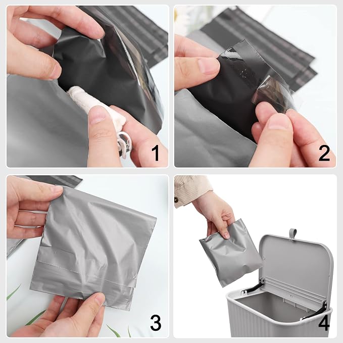 Sanitary Napkin Disposal Bags Pack of 200,Sanitary Disposal Bags Gray Opaque Bags 5x8 inches Feminine Personal Disposal Bags For Tampons,Sanitary Pads,Sanitary Liners(with 2pcs Storage Bag)