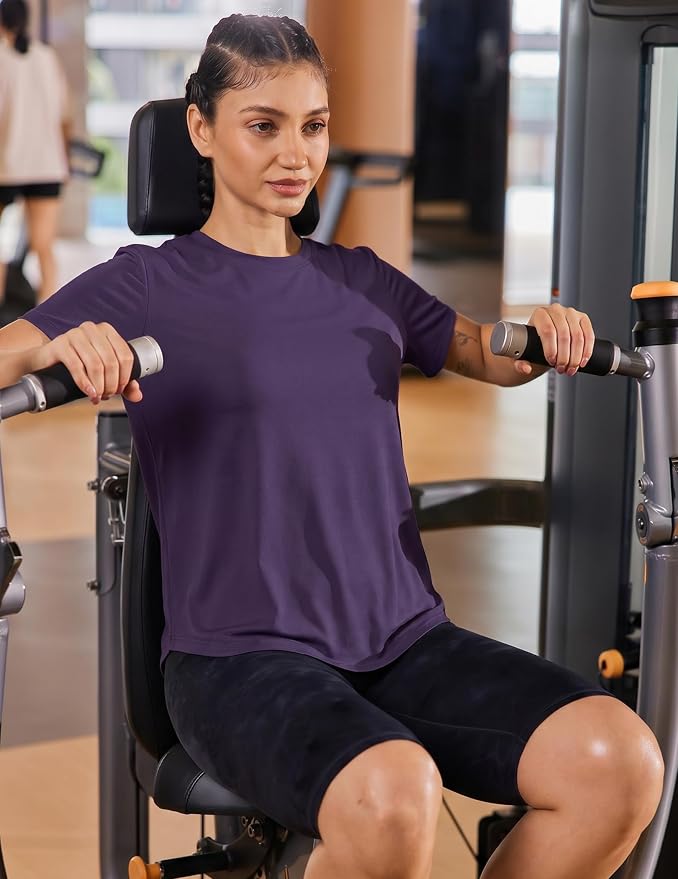 PINSPARK Soft Workout Tops for Women UPF 50+ Sun Protection Shirt Quick Dry Athletic Running Hiking Travel Basic Tee Shirts