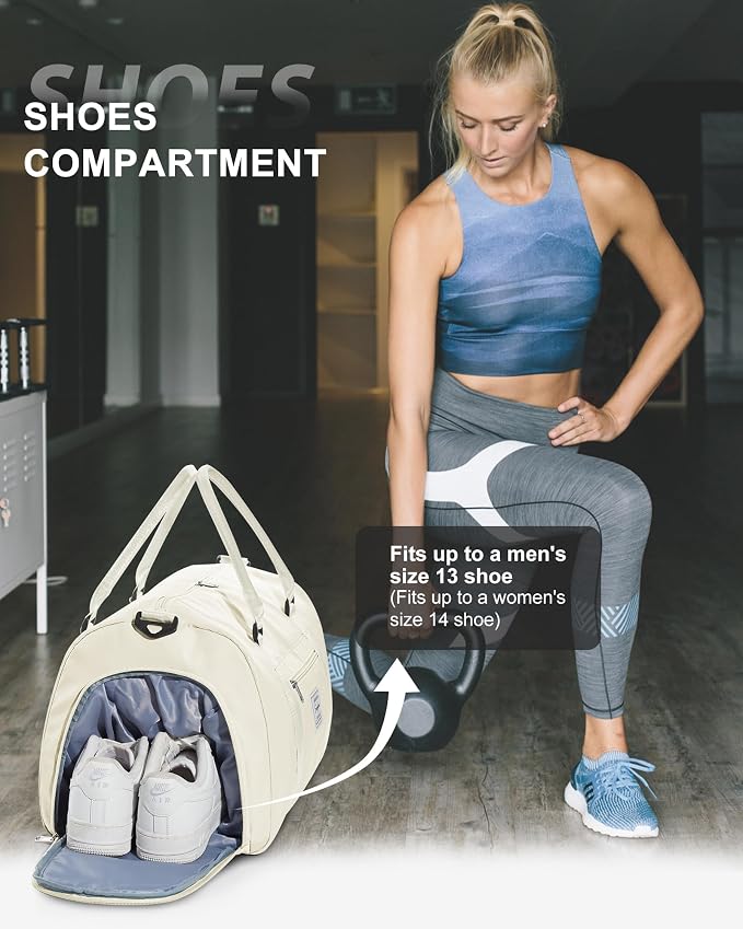 Gym Bag Womens Mens with Shoes Compartment and Wet Pocket Travel Duffel Bag for Women for Plane Sport Gym Tote Bags Swimming Yoga Small Waterproof Weekend Overnight Carry on Bag Hospital Holdalls