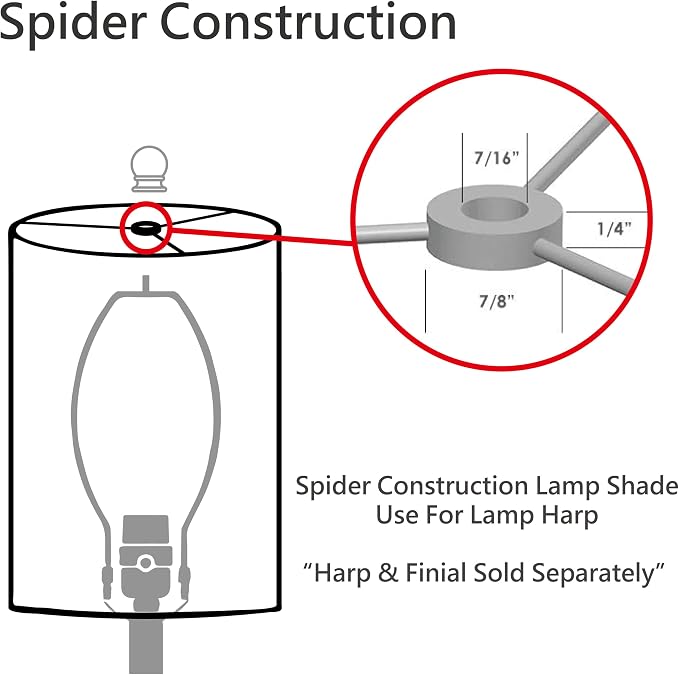 Aspen Creative 32209A Hardback Empire Spider Lamp Shade in Wheat Flaxen, 6" Top x 19" Bottom x 12" Slant Height