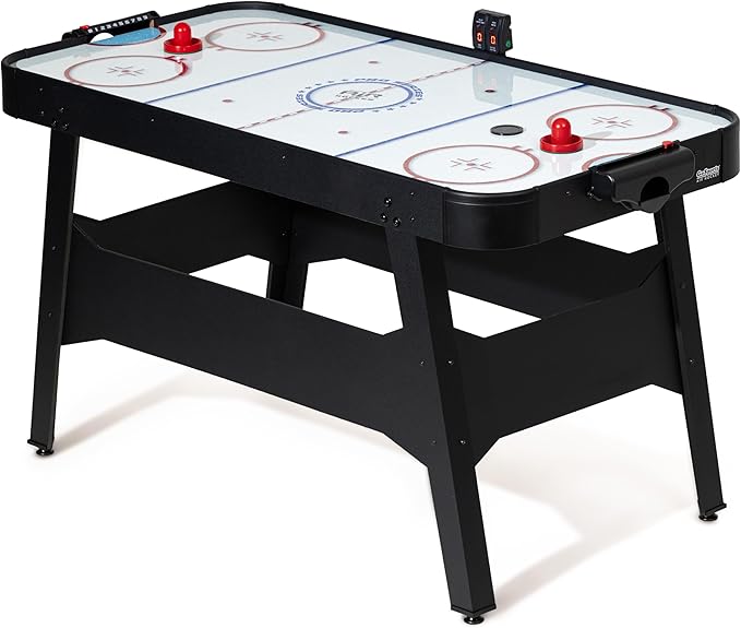 GoSports 54 Inch Air Hockey Arcade Table for Kids & Adults - Oak or Black - Includes 2 Pushers, 3 Pucks, AC Motor, and LED Scoreboard