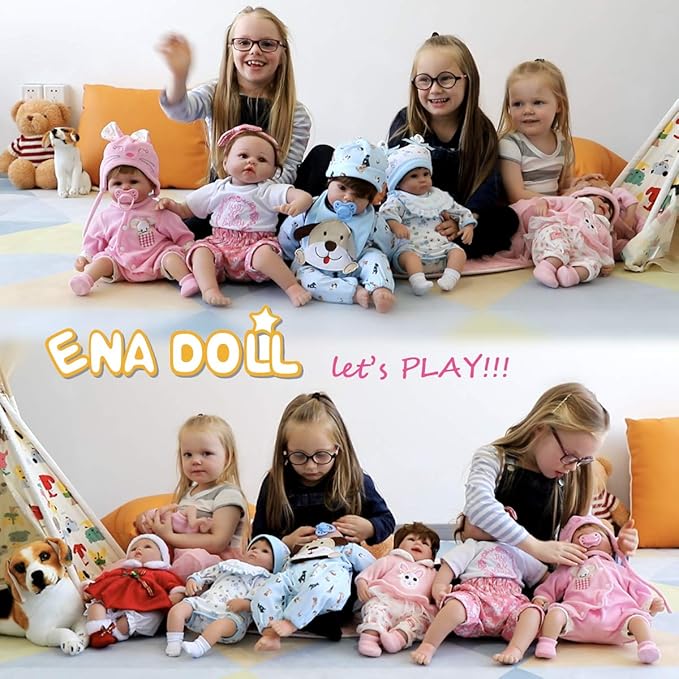 ENADOLL Reborn Baby Doll Realistic Silicone Vinyl Pink Mouse Baby 16 inch Weighted Soft Body Lifelike Doll Gift Set for Ages 3+(Pink Mouse)
