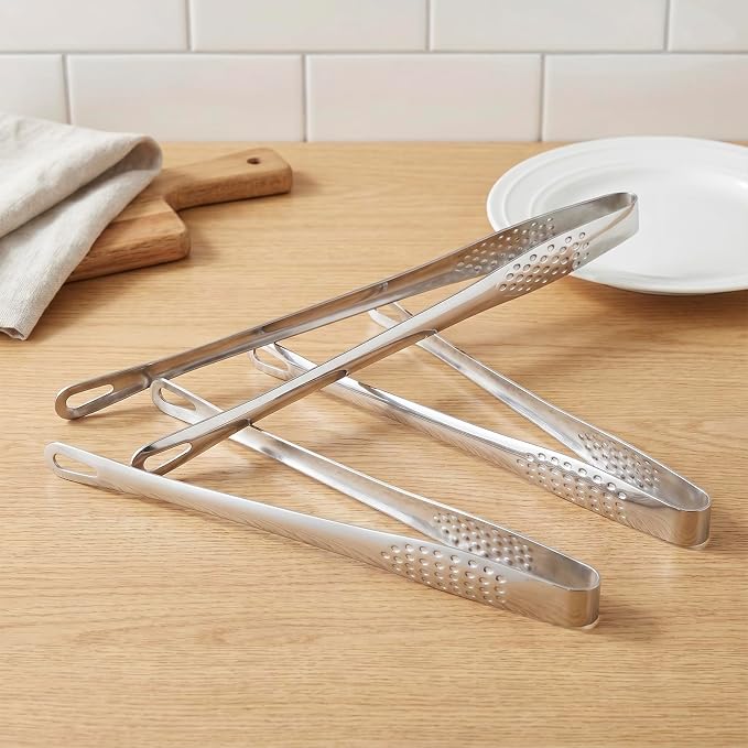 8 Pack Korean BBQ Tongs, 7.8 Inch Stainless Steel Grill Tongs (11 in)