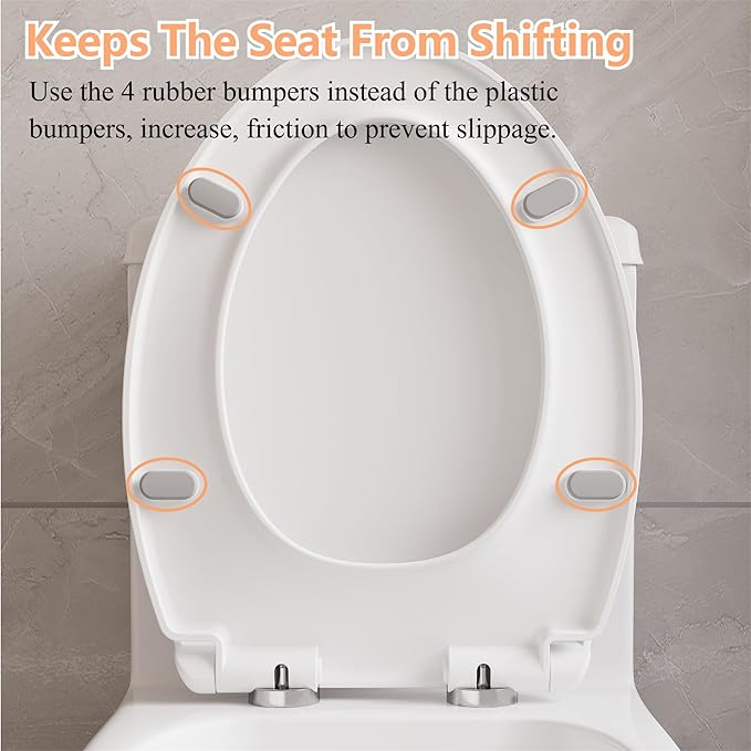 Round Toilet Seat Cover – PP Locking Hinge Toilet Seat with Flat Lid, White Slow Close Seat for Standard Round Toilets, Comfortable & Sturdy