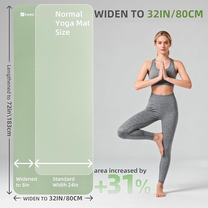 KEEP Extra Thick NBR Yoga Mat for Women & Men, 15mm Thick, 72”x32” Large Exercise Mat with Non-Slip Workout Mat for Yoga, Pilates, Stretching, Meditation – Wide & Cushioned Fitness Mat