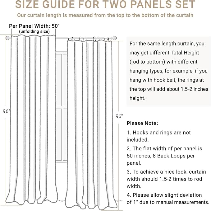 100% Blackout Shield Linen Blackout Curtains for Bedroom 84 Inches Long, Back Tab/Rod Pocket Living Room Drapes, Thermal Insulated Blackout Curtains 2 Panels Set, 50" W x 84" L, NaturalFlax
