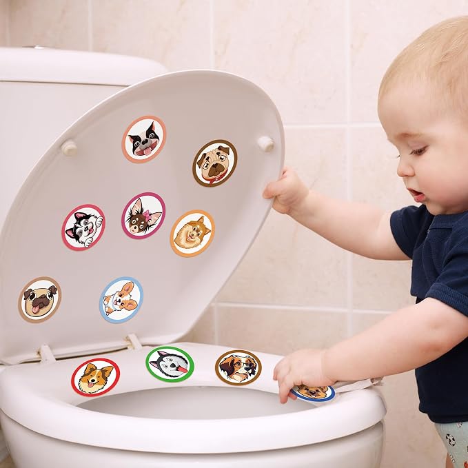Chinco 120 Pcs Boys Potty Training Targets Boys Potty Targets Aids Flushable Pee Training Chart for Toddlers Use(Dog Style)