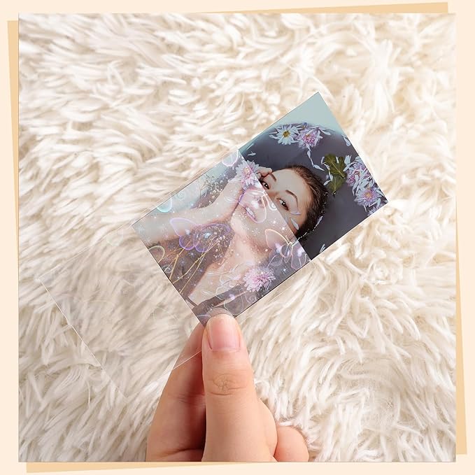 400 Pcs Kpop Photocard Sleeves 58×89mm Laser Flashing Photo Card Sleeves PVC Free & Acid Free Photocards Holder for Kpop Albums Photo Cards