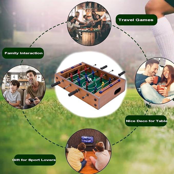 Mini Foosball Table for Family Night Creative Gift for Football Lovers Wooden Tabletop Game for Travel Party Time Nice Deco for Sport & Bar Room