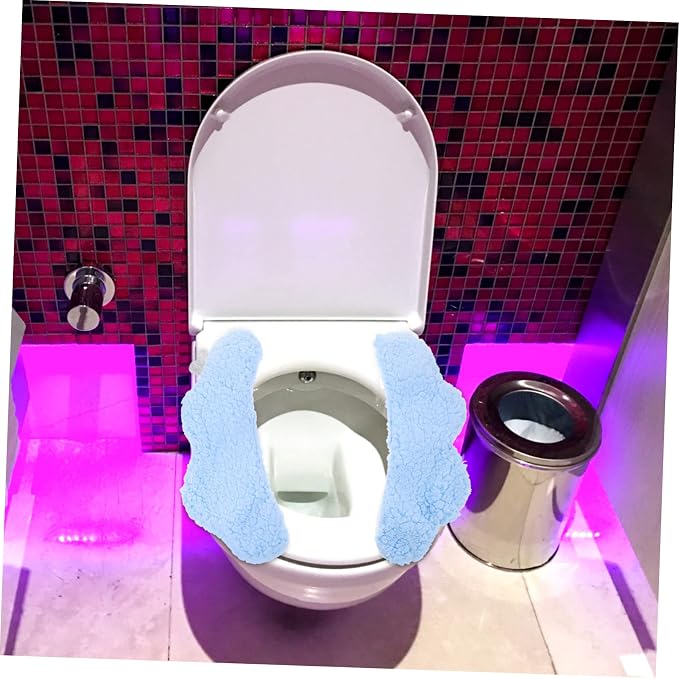 TIDTALEO 2pcs Plush Toilet Seat Toilet Seat Warmer Cover Training Potty Bathroom Soft Thicker Warmer Toddler Potty Children Toilet Seats Cushions Self-Adhesive Pad Washable Flannel（ Random Color)