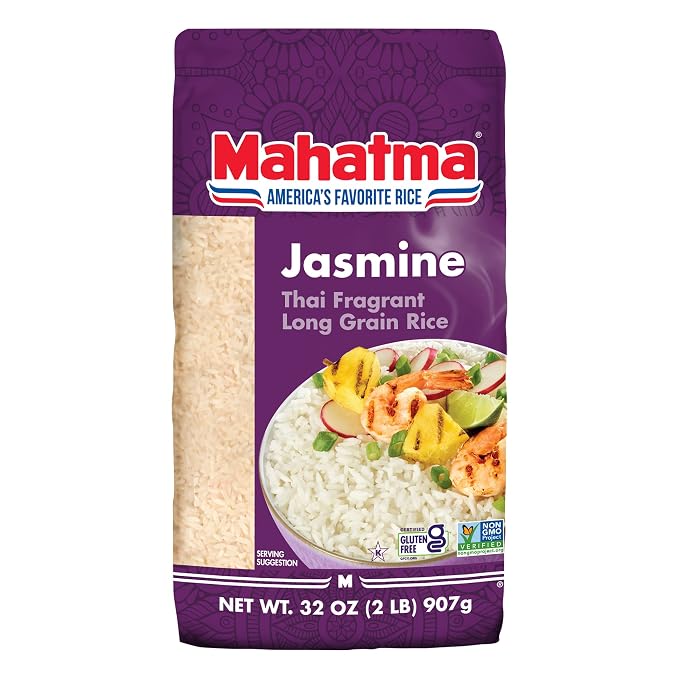 Mahatma Jasmine Rice, Fragrant Thai Rice, 2-Pound Bag | Aromatic rice for stovetop or microwave, quick and easy to cook, gluten-free, vegan, kosher, non-GMO, bulk bag