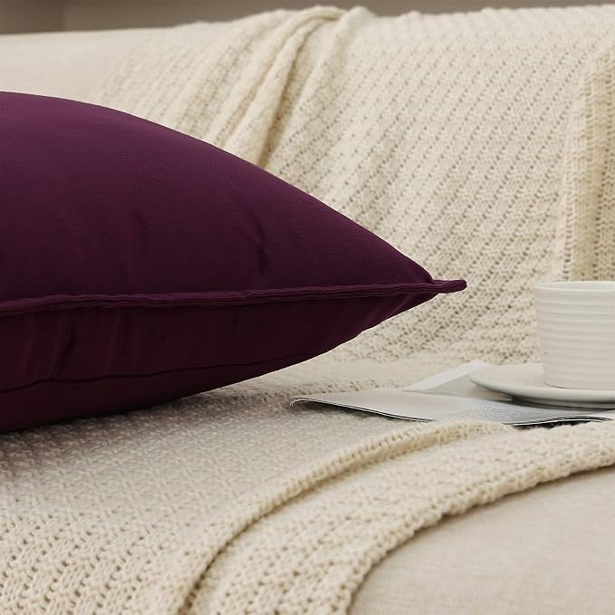 Velvet Purple Throw Pillow Covers 20”x20”Pack of 2 Soft Decorative | Square Cushion Covers for Couch Sofa Bed Livingroom Car Home Decor,50x50Cm