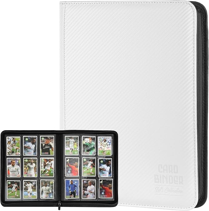 Trading Card Binder, Premium 9 Pocket Double Sided 540 Pocket PU Card Collection Binder, Collectible Trading Card Albums for MTG, TCG, Sport Card, Game Cards (White 1)