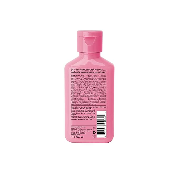 Hempz Mini Collagen-Infused Jasmine & Rose Body Moisturizer, 2.25 oz - Paraben-Free, Vegan, Cruelty-Free
