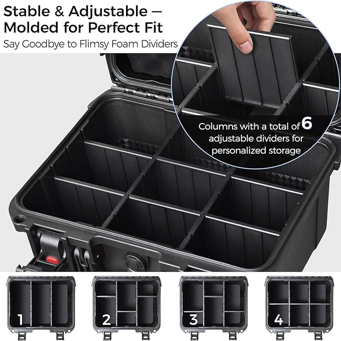 Graded & Trading Card Storage Box – PSA Slab Sports Card Case with 6 Adjustable Dividers, Fits BGS SGC CGC CSG Slabs, Toploaders & Magnetic Holders – Waterproof Hard Shell Organizer for Collectors