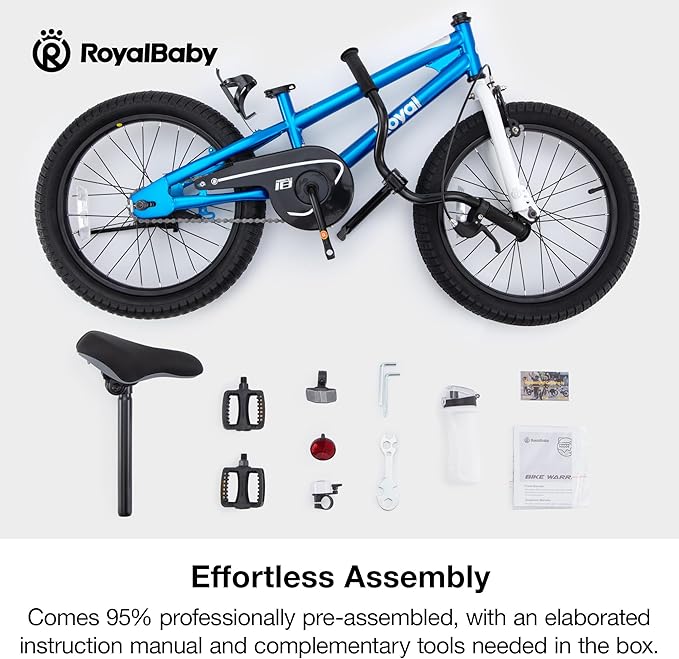 RoyalBaby Kids Bike Freestyle Classic & EZ Balance Pedal Switchable Bicycle, 12 14 16 18 Inch, 3-10 Years Toddler to Big Kids