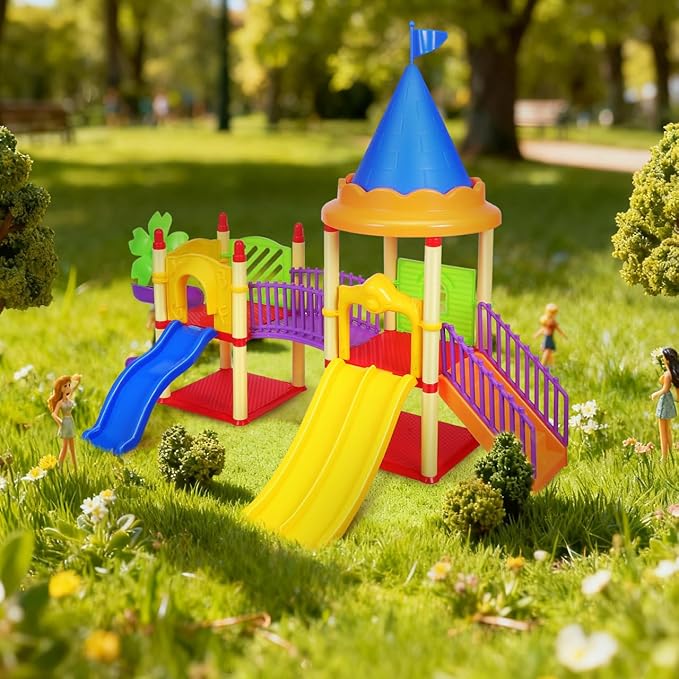 Toyvian Miniature Playground Models Kids Mini Slide Toy Model Plastic Playground Equipment STEM Toys for Kids Mini Playground Doll House Decor