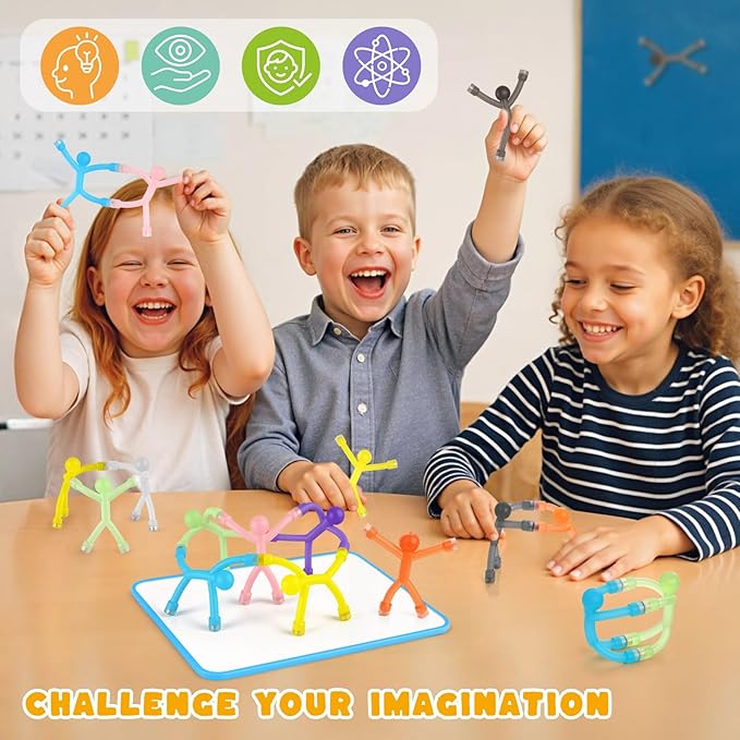 3 otters 24PCS Magnetic People, Magnet Men with White Board Fridge Magnets Sensory Fidget Toys for Classroom Prize Goodie Bag Stuffers