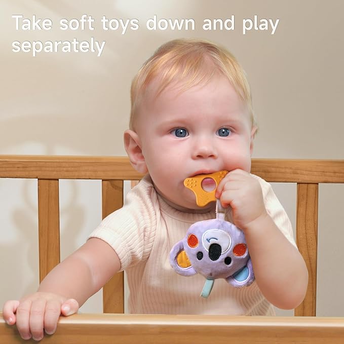 TUMAMA Baby Stroller Arch Toy, Cute Animal Car Seat Arch Toy, Newborn Sensory Hanging Rattle Arch Toy for Babies Infants 0-12 Months
