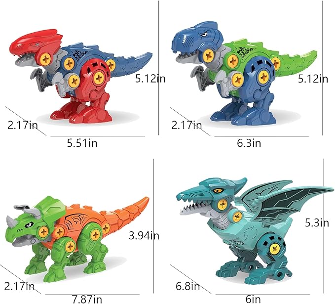 Take Apart Dinosaur Toys, Dinosaur Toys for Boy Girl STEM Construction Assembly Toy, Ideal for Christmas Birthday Gifts Easter Basket Stuffers Fillers