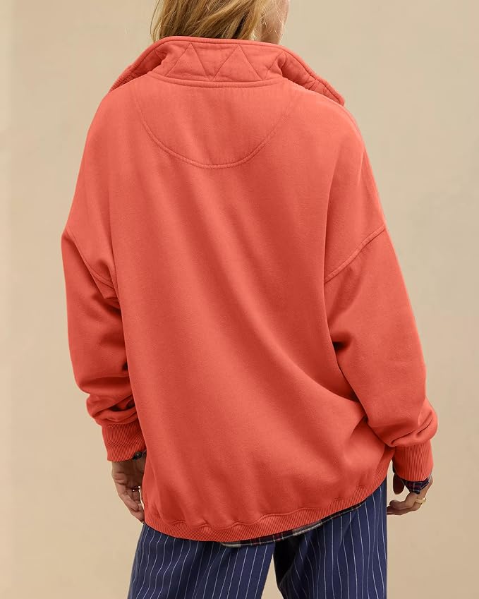 Gacaky Sweatshirt for Women Oversized Casual Long Sleeve Button Henley Neck Pullover Tops Fashion Outfits Clothes