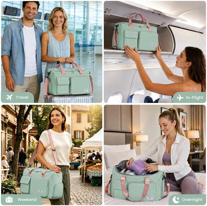 FIORETTO Women's Gym Duffle Bag with Shoes Compartment, 30L Capacity, Ideal for Travel, Gym, Sports, Duffel, Weekender
