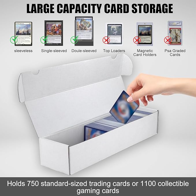 Trading Card Storage Box, 3-Pack 1100 Count White Corrugated Cardboard Bulk Sports Storage Box for TCG/Magic/Mtg Basketball Cards, Collectible Trading Cards
