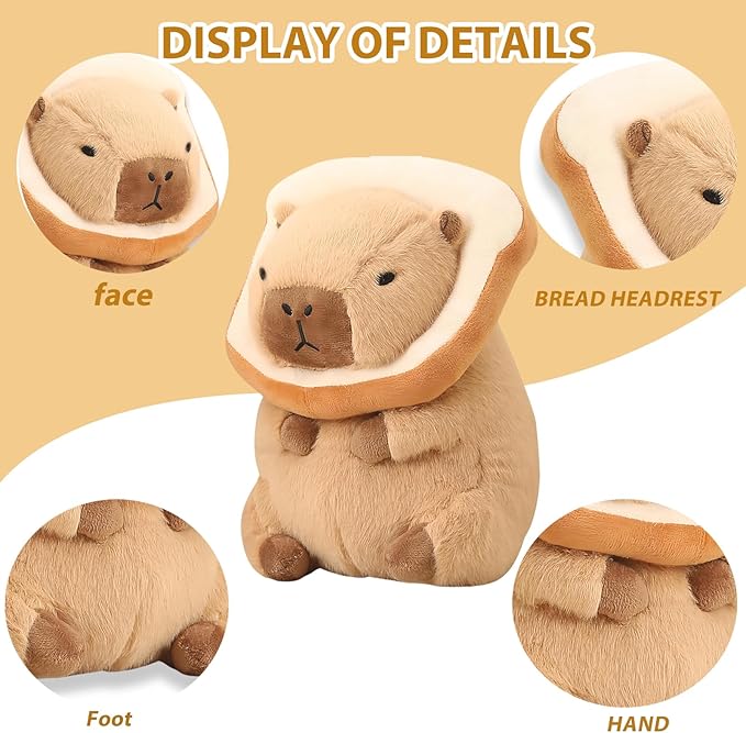 Cute Capybara Plush-15.7Inch Soft Toast Capybara Stuffed Animals Pillow-Kawaii Capibara Animal Plushies Toy,Great Capybara Birthday Present for Girls and Boys