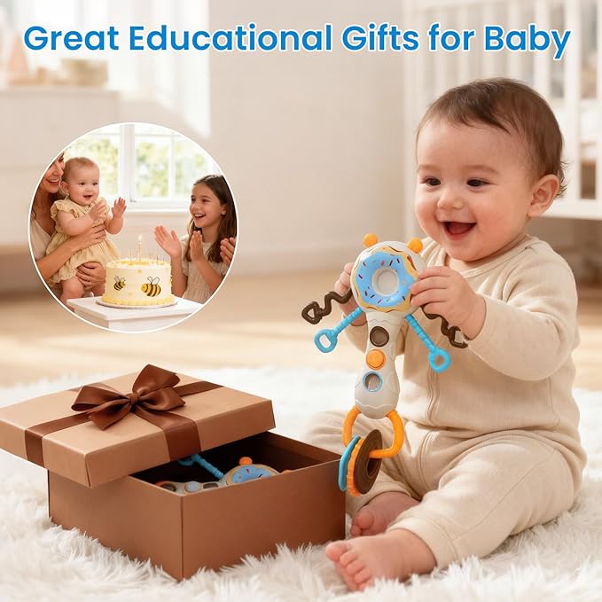 Baby Rattles & Plush Rings Baby Rattles 0-6 Months Teething Toys 3-6 Months Baby Toys 0-6 Months Teething Rattle Teether Toy for Toddlers and Baby Essentials Gifts for Boys Girls