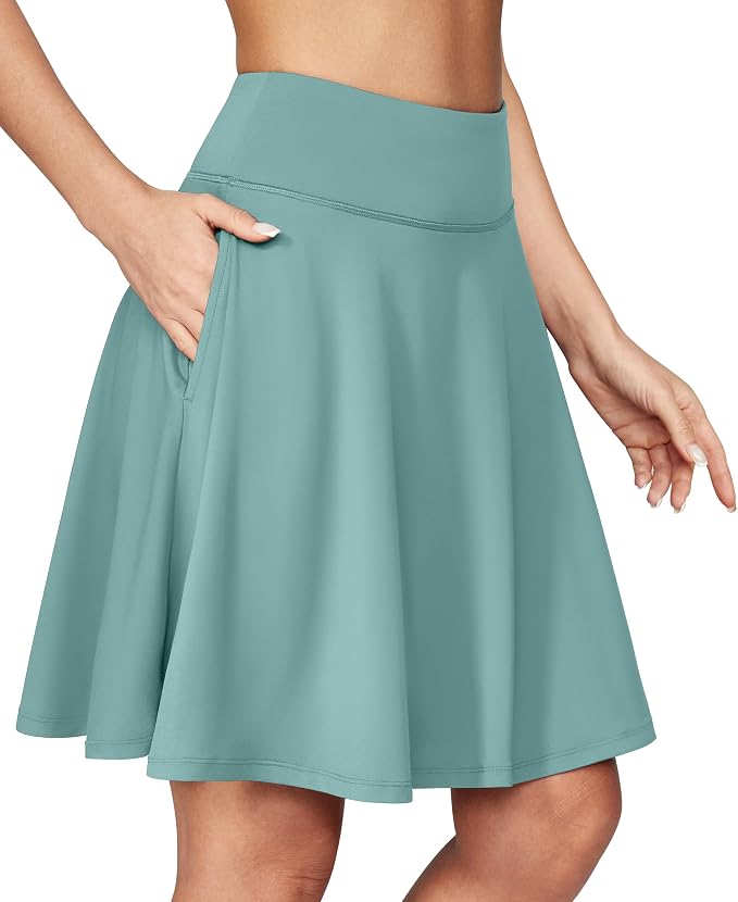 IUGA 20" Knee Length Skorts Skirts for Women with Pockets Tennis Skirt High Waisted Golf Skirts for Women Casual Athletic