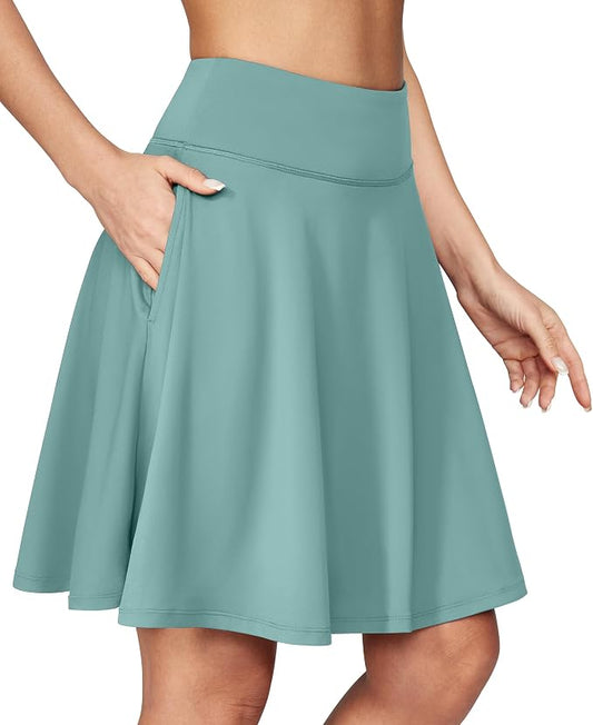 IUGA 20" Knee Length Skorts Skirts for Women with Pockets Tennis Skirt High Waisted Golf Skirts for Women Casual Athletic
