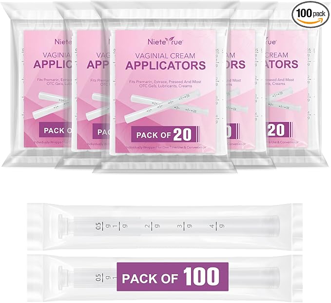 Disposable Vaginal Applicators – Updated with Dosage Markings, Individually Wrapped for Hygiene, Fits Most Lubricants, Creams & Gels, Feminine Care Essentials (100 Pack)