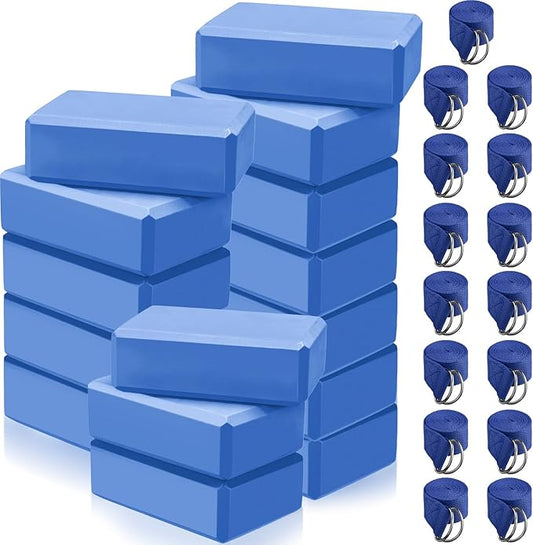 Wettarn 15 Pack Non-slip Yoga Block and Strap Set for Stretching