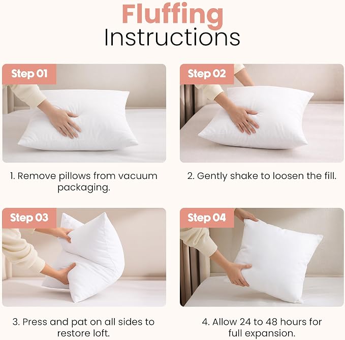 Utopia Bedding 18x18 Pillow Inserts, White Throw Pillows for Couch, 2 Pack | Indoor cushion inserts for bed, sofa & couch, Supportive & fluffy decorative pillows for everyday comfort, Set of 2, White