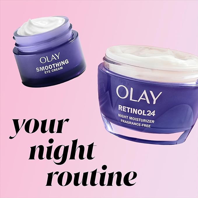 Olay Retinol 24 Night Smoothing Eye Cream, Fragrance-Free, 0.5 Fl Oz