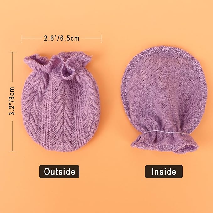 BQUBO Newborn Infant Toddler Mittens No Scratch Cotton Elastic Wrist Gloves Hypoallergenic for 0-6 Months Baby Boys Girls